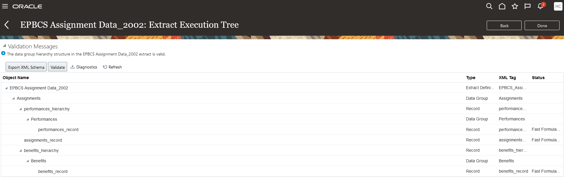 图中显示了“提取执行树”页。