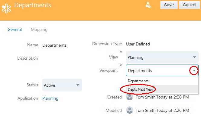 選取要繫結至維度的新視點