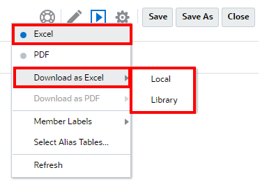 報表簿 Excel 選項