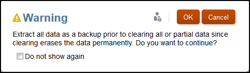 顯示的警告訊息提示您先備份資料，再繼續進行