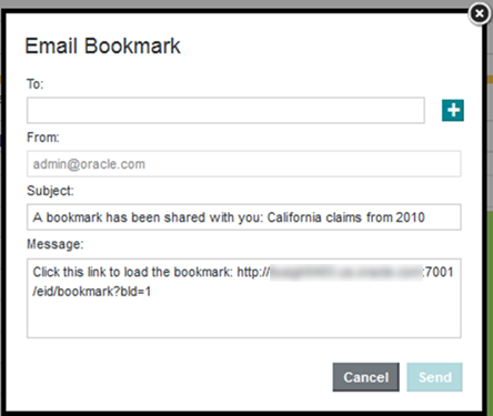 Email Bookmark dialog to email a bookmark