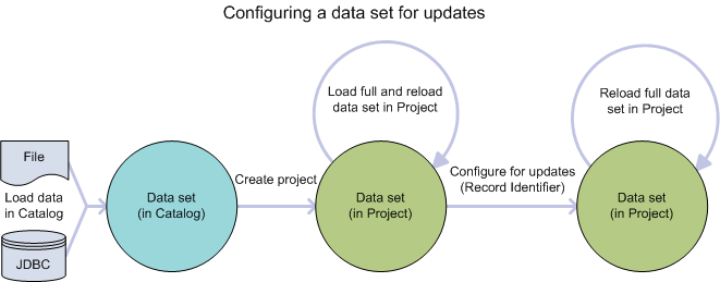 Shows a diagram of the data lifecycle that includes the load full step and a step for configuring for updates.