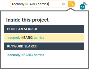 The Boolean Search panel.