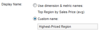 Display name setting for a summary item
