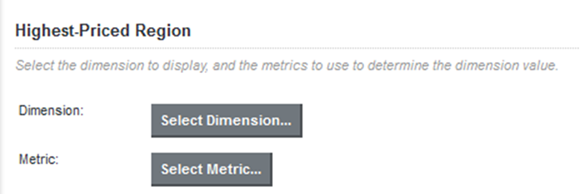 Select Dimension and Select Metric buttons for a dimension spotlight summary item