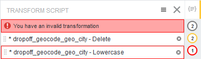 This image shows the header information for a data set displayed on the Transform page.