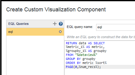 Shows an example EQL statement in the editor.