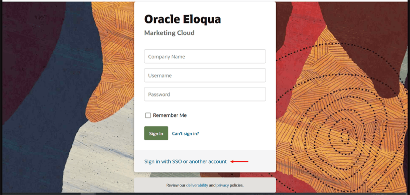 An image of the Eloqua login page.