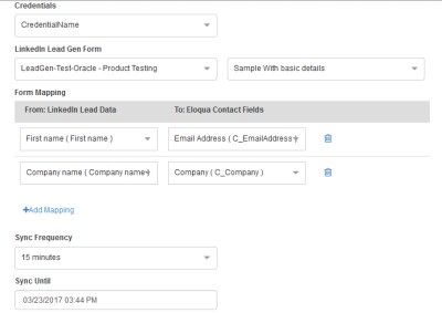 An image of the LinkedIn Lead Gen Forms configuration screen.