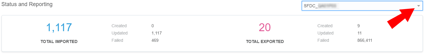 An image of the connections drop-down