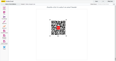 An image of the QR code in the email editor.
