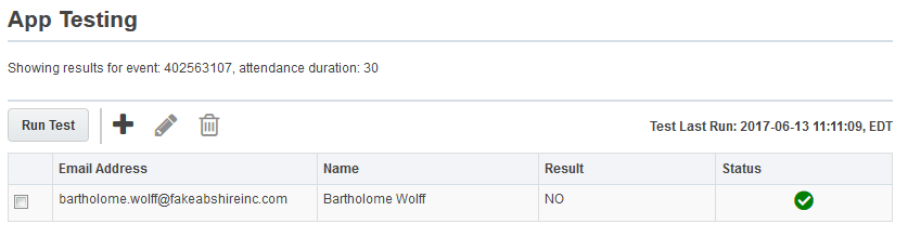 An image of the app testing results.