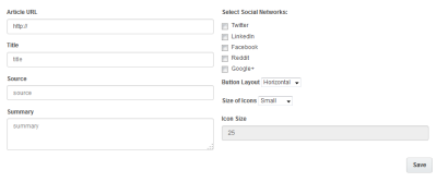 An image of the Social Sharing Configuration screen.