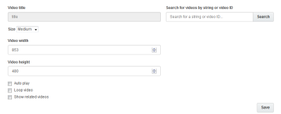 An image of the Youtube Embed Configuration screen for landing pages.