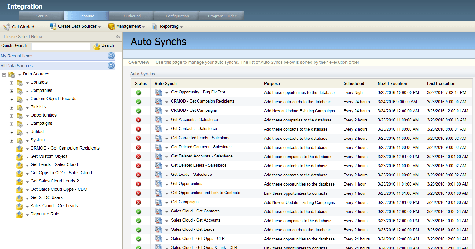 An image of the Auto Synchs window.