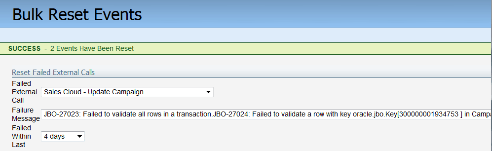 An image of the Bulk Reset Events dialog box.