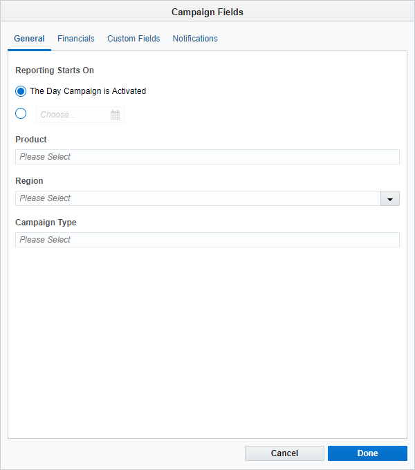 An image of the campaing fields window
