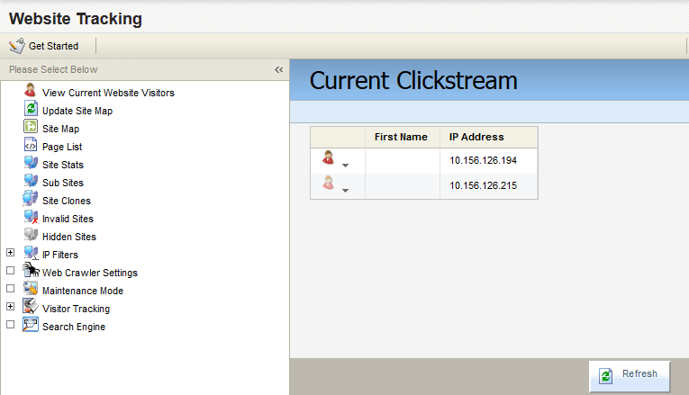 An image of Current Clickstream showing in the right panel.
