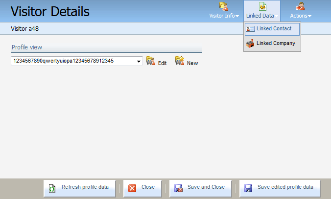 An image of the Linked Data drop-down menu with Linked Contact highlighted.