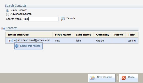 An image of a drop-down list with Select This Record selected.