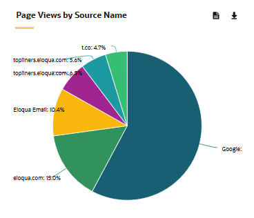 An image of a chart showing the number of page views by the tracked Source Name