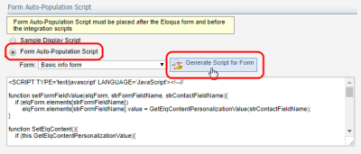 An image highlighting the button to click to generate scripts for a web data lookup
