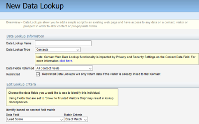 An image showing the New Data Lookup page