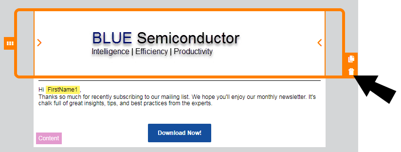 An image that indicates how to delete the layout with the trash icon
