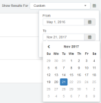 An image of the Engage reports date picker.