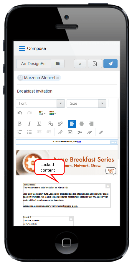 An image of a sample email with locked content.
