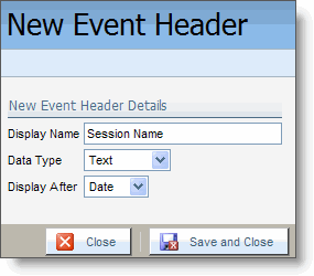 An image of the New Event Header dialog box.