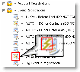 An image of a lightning bolt icon, which appears when an event has been enabled.
