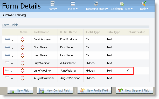An image of the Form Details page with the June Webinar highlighted.