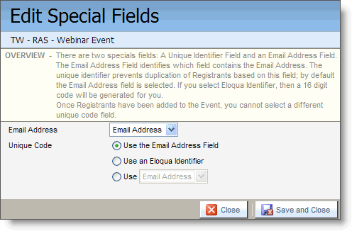 An image of the Edit Special Fields page.