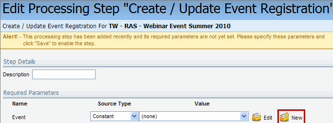 An image of the Edit Processing Step page.