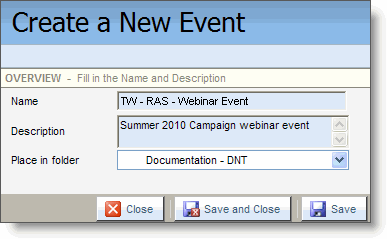 An image of the Create a New Event page.