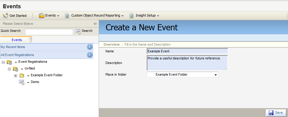 An image of the Place in Folder drop-down bar.