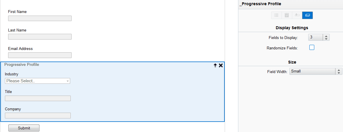 An image of the Progressive Profile section in a form.