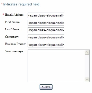 An image of a sample contact us form.