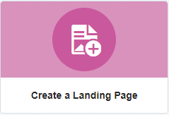 A image of the Create a Landing page button
