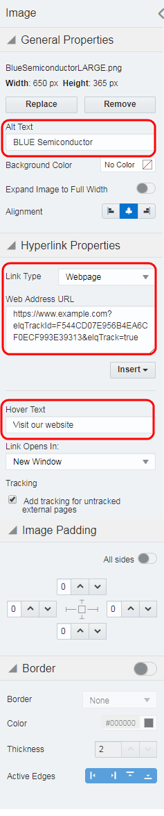 An image highlighting the settings for the image