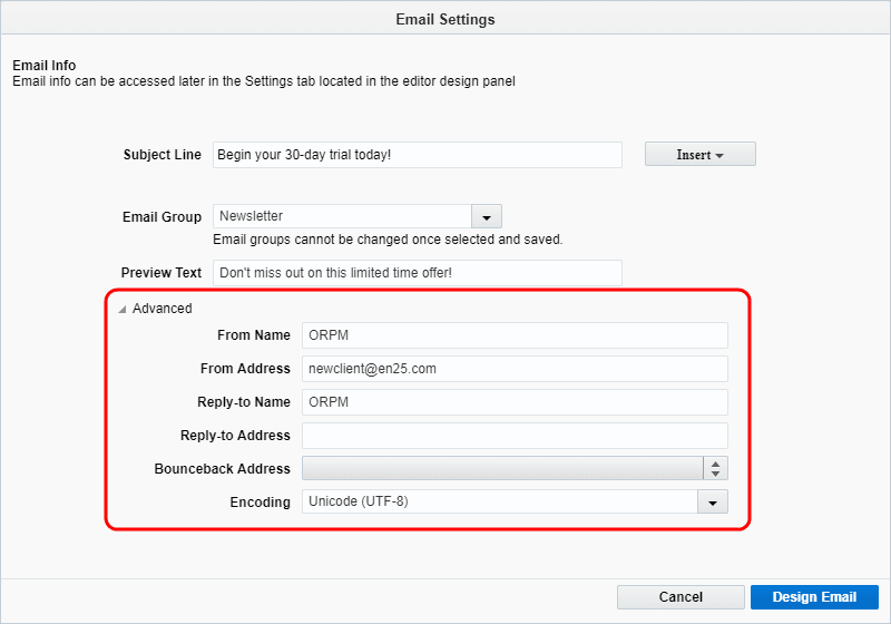 An image highlighting the sender information