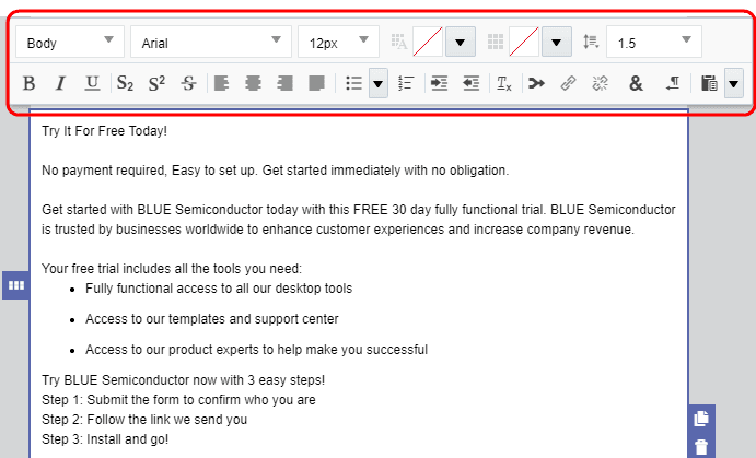An image of the formatting options for a text box