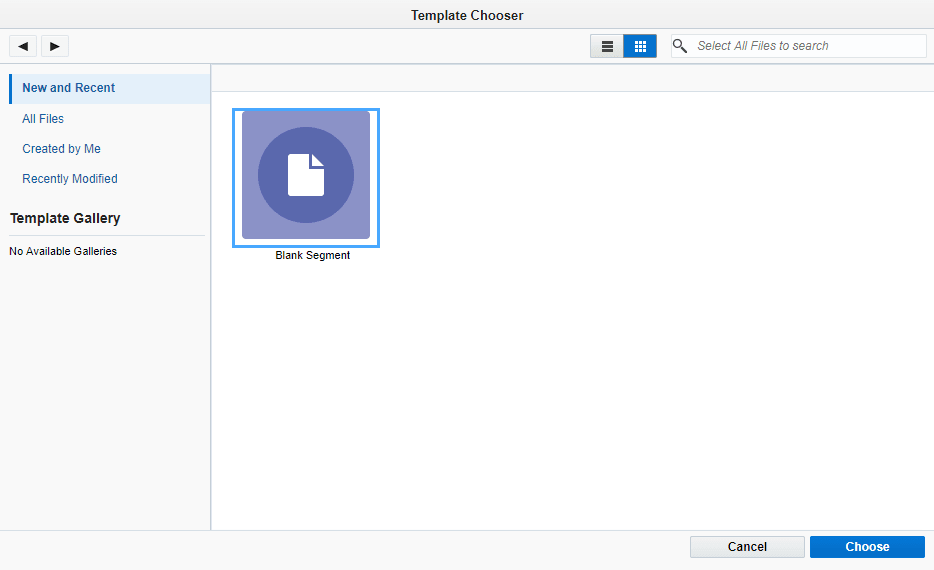 An image of the Segment Template Chooser.