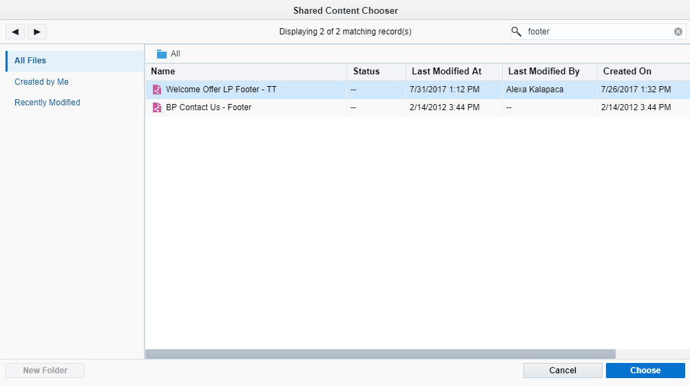 An image of the Shared Content Browser