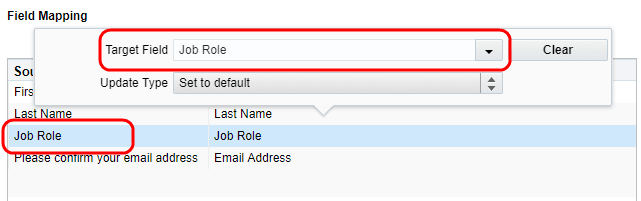 An image of the Target Field drop-down with Country highlighted.