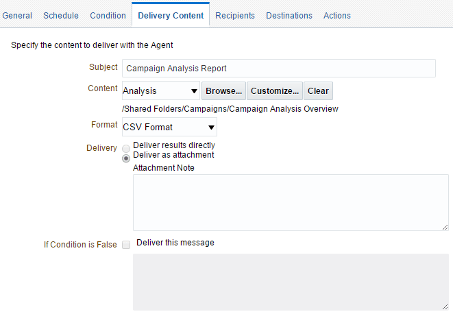 An image of the Delivery Content tab