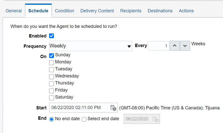 An image of the Schedule tab
