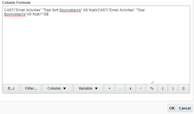 An image of a custom formula with data type conversion