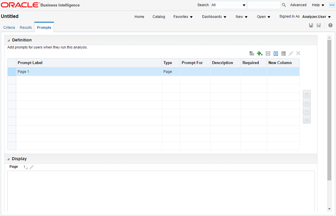 This image shows the prompts tab